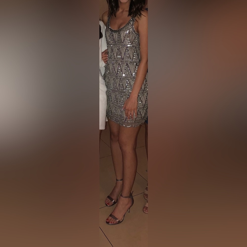 BRAND: W118 by Walter Baker SIZE: 2. Silver/grey dress with sequins